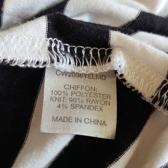 Charming Charlie Yellow Chiffon Stripe Blouse Top - Picture 6 of 6